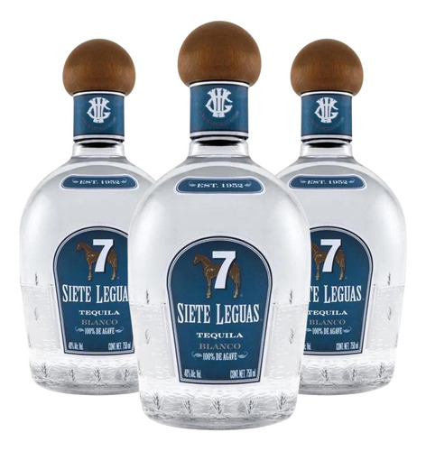 Tripack Tequila Siete Leguas Blanco Artesanal 700 Ml