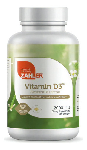 Zahler Vitamina D3 2000 Ui - 250 Cápsulas Blandas Sabor Sin Sabor