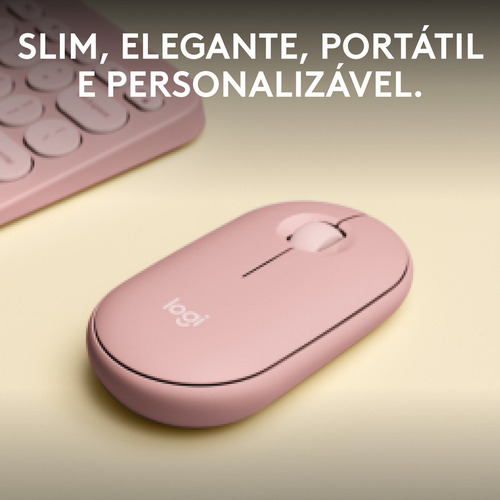 Mouse Sem Fio Bluetooth Logitech Pebble 2 M350s - Rosa