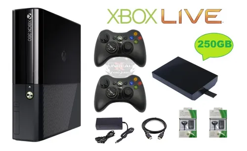 Xbox 360 Ultra Slim E Original + 5 Juegos + Disco Duro 250gb (Reacondicionado)
