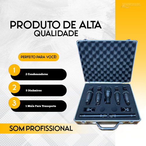 Kit Microfone Para Bateria + Maleta 7 Peças Dylan Dd-7 Cor P