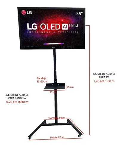 Suporte Multivisão Pedestal-class de chão para TV/Monitor de 19" até 56" preto