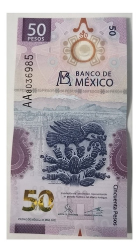 Billete Nuevo De 50 Pesos Mexicanos Serie Aa