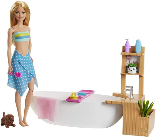 Barbie Articulada Spa Baño De Espuma Con Bañera Y Accesorios