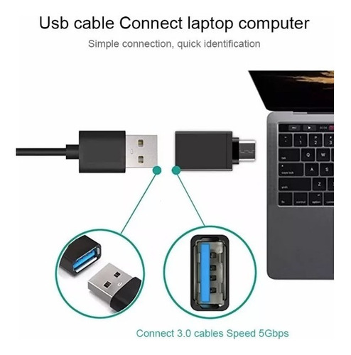 Adaptador Usb-c Macho A Usb3 Hembra Convertidor Usb Color Ne