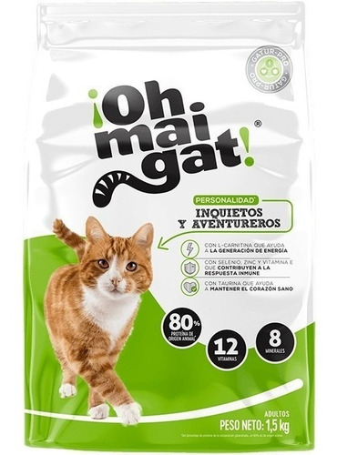 Alimento Oh Mai Gat Inquietos Y Aventureros 8 Kilos