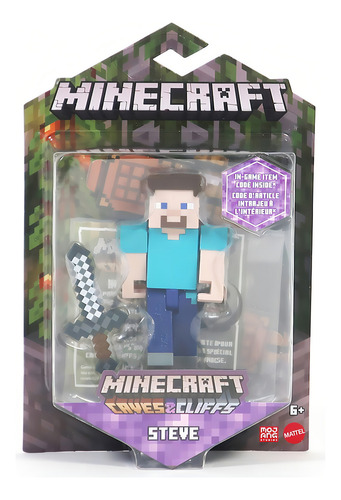 Boneco Minecraft Caves And Cliffs Steve + Acessórios Mattel