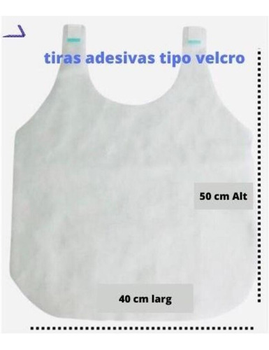 Babador Descartável Tnt Com Velcro Branco 30g Pct 100unids