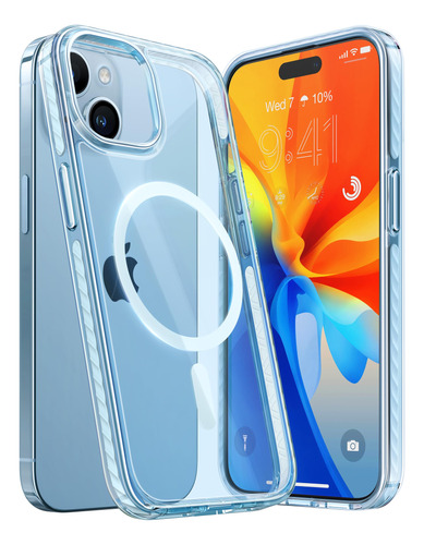 Funda Para iPhone 15 Translucida Magnetica Protectora Azul