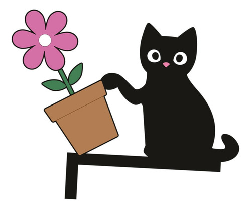 Fa Esquina De La Puerta Izquierda Gato De Maceta De Flores