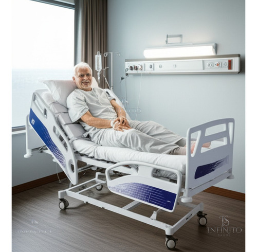 Cama Hospitalar Elétrica Motorizada 8 Movimentos + Trendelemburg + Pro Clive Articulada Posição Poltrona + Colchão D33 180kg