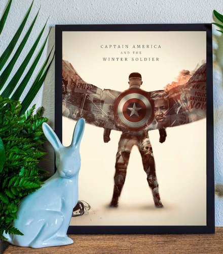 Cuadro Marco Negro Poster 33x48cm Capitan America Avengers