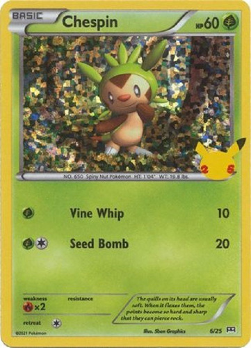 Chespin 6/25 25th Anniversary Holo Promo Pokemon Tcg