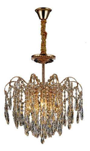 Lustre 2em1 Pendente E Sobrepor Cristal Legitimo Moderno E14 Cor Dourado