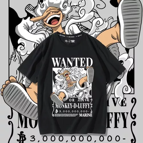 CAMISETA 100% ALGODÃO - WANTED LUFFY GEAR 5