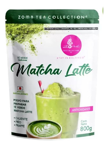 Té Verde Matcha Latte Sin Azúcar Zoma Tea 800 G Antioxidante