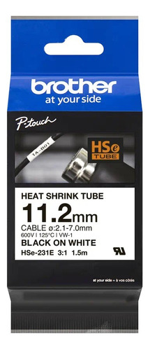 Cinta Brother Termocontraible Hse231e 12mm Negro/blanco