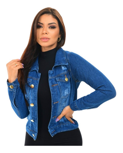 Jaqueta Jeans Feminina Lançamento Linda Outono Inverno 2019