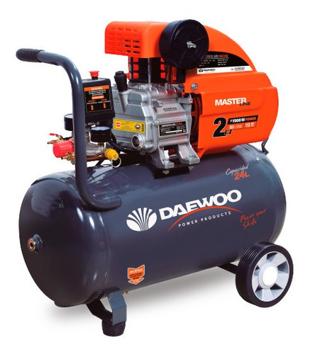 Imagen 5 de 10 de Compresor De Aire Daewoo 24 Lts 2 Hp + Kit De 5 Piezas