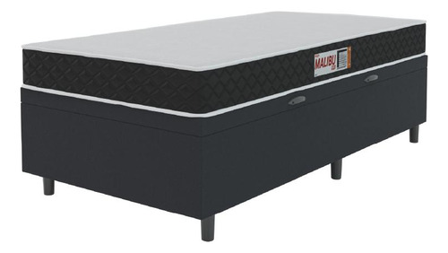 Cama Box Baú Colchão Solteiro D20 Malibu 78cm Preto Hellen