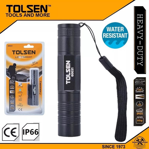 Linterna Led 1w Tolsen Aluminio 50m Resiste Agua 60031