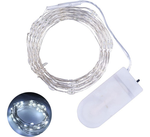 Fio Led Fada Cobre Cordão Luz Amarela 3m 30 Leds Bateria