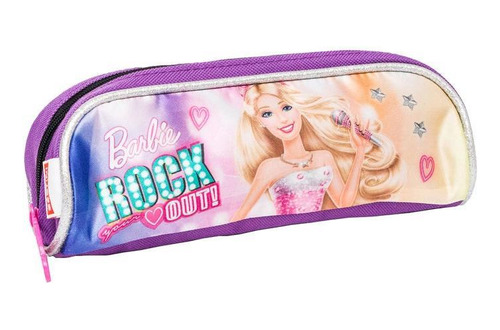 Estojo Infantil Barbie Rock Escolar Porta Lápis Roxo