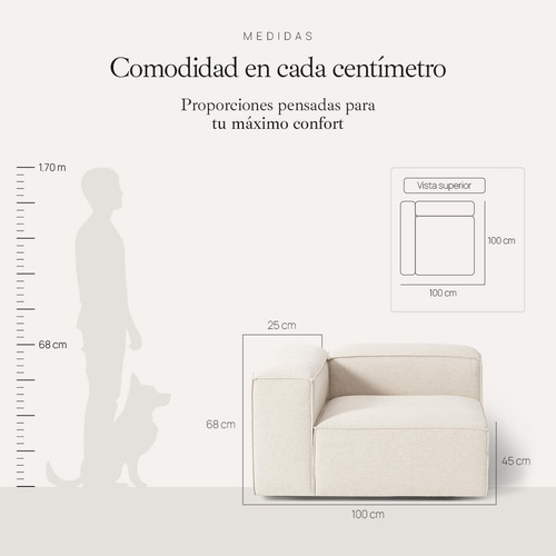 Sillón Modulo Esquinero Latt Lino Dalton