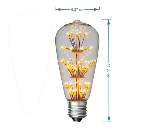 Imagen 2 de 6 de Bombillo Vintage Led Edison Estrellas Tipo Pera