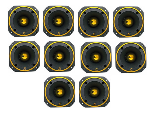 Kit 10 Super Tweeter Zetta Audio Z1 Stz130 Preto Com Dourado