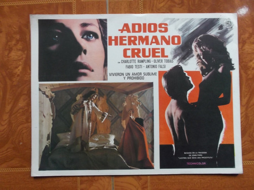 Antiguo Lobby Card De Oliver Tobias En Adios Hermano Cruel!