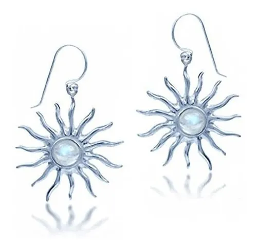 comprar Aros Colgantes De Plata 925 Con Piedra Lunar Natural