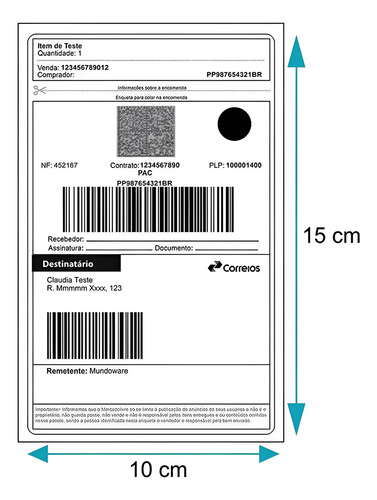 2.000 Etiqueta Térmica Sem Rolo 10x15 100x150 Formato Resma