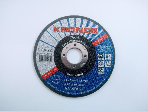 Disco Corte 4.1/2 Polegadas P/ Ferro 3mm Kronos Emb. C/100un Cor Grafite