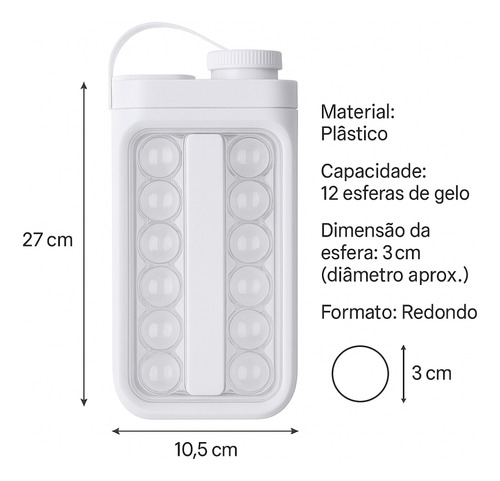 Forma De Gelo 12 Esferas Com Tampa E Alça Praticidade Rose