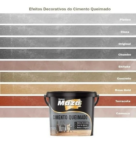 Efeito Cimento Queimado Revestimento Maza 5,6kg Cores Cor Chumbo