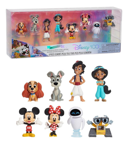 Figuras Disney 100 Años Lady, Aladdin, Jasmine, Wall-e, Eve