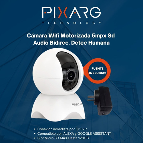 Imagen 2 de 10 de Camara Wifi 5mpx Sd Audio Bidirec Detección Humana + Fuente