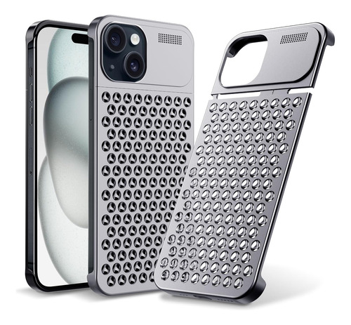 Funda Para iPhone 15 Plus De Aleacion De Aluminio Plateado