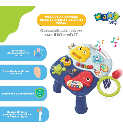 Mesinha Atividades BebĂȘ Educativa 2 Em 1 Azul Maxi Baby