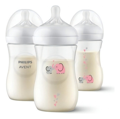 Philips Avent 3 Biberones Decorados Rosas Niña 9oz/260ml 1m+ Color Blanco decorado