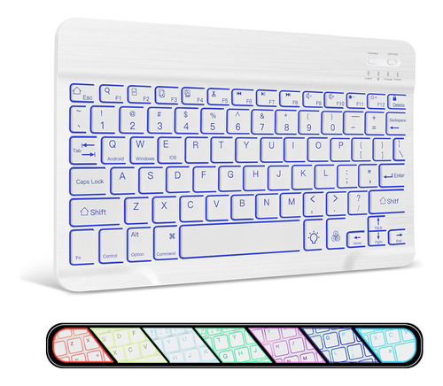 Teclado Iluminado 7 Colors Btooth Compatible iPad Android Ms