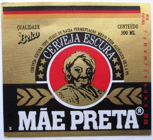 C1437  Rótulo Cerveja Mãe Preta Escura 92/93 Cervejaria Belc