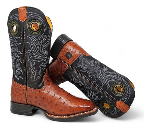 Bota Vaquera Nh Exótica Avestruz Original Textura Autentica