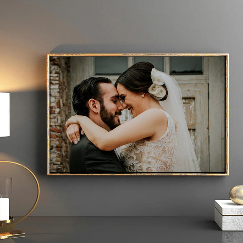 Impresión En Canvas 80x120 Marco Decorativo Con Tu Foto Multicolor Oro