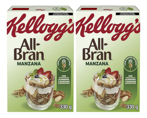 2 Cereal Kellogg's All Bran Manzana 330g