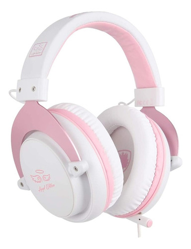 Audífonos gamer Sades Mpower white y pink con luz LED