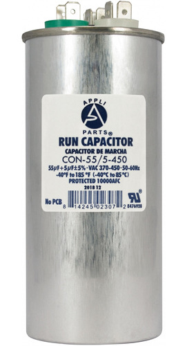 Appli Parts Condensador Capacitor De Marcha 55+5 Mfd Uf (