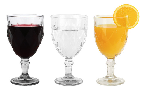 Set X6 Copas Vidrio Tallado Dakota Elegante Vintage Color Trasparente
