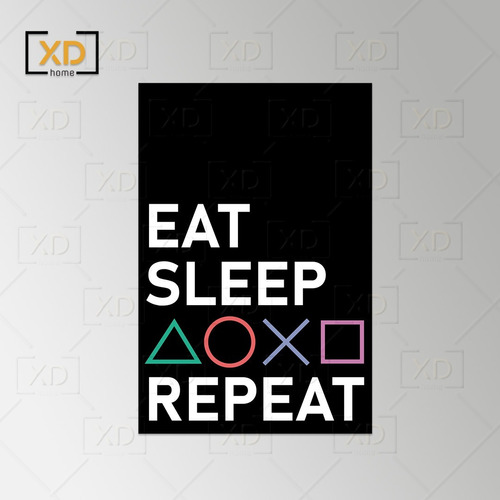Placa Decorativa Gamer Eat Sleep Game Repeat 20x30 